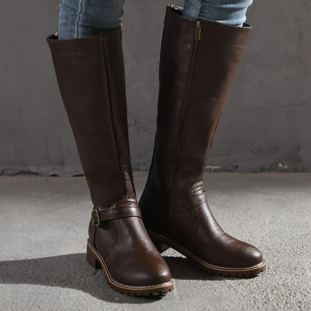 Summer Saving Clearance AXXD Low-Heeled Mid-Calf Boots Womens Boots Medium Fall&Winter Teacher Hiking & Hunting Boots Mid-Calf Slip On Shoes Women Daily Boots For Rollback