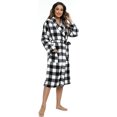 thumbnail image 2 of HEARTNICE Fleece Robes, Kimono Long Bathrobe for Womens Soft House Coat,(Buffalo Plaid-White 2XL-3XL), 2 of 6