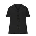thumbnail image 5 of WRKEKC Short Sleeve Shirts for Women, Summer T-Shirts for Women, Women's Short Sleeve Lapel Collar V-Neck Solid Color Button-Down Casual Shirt Tops, 5 of 7