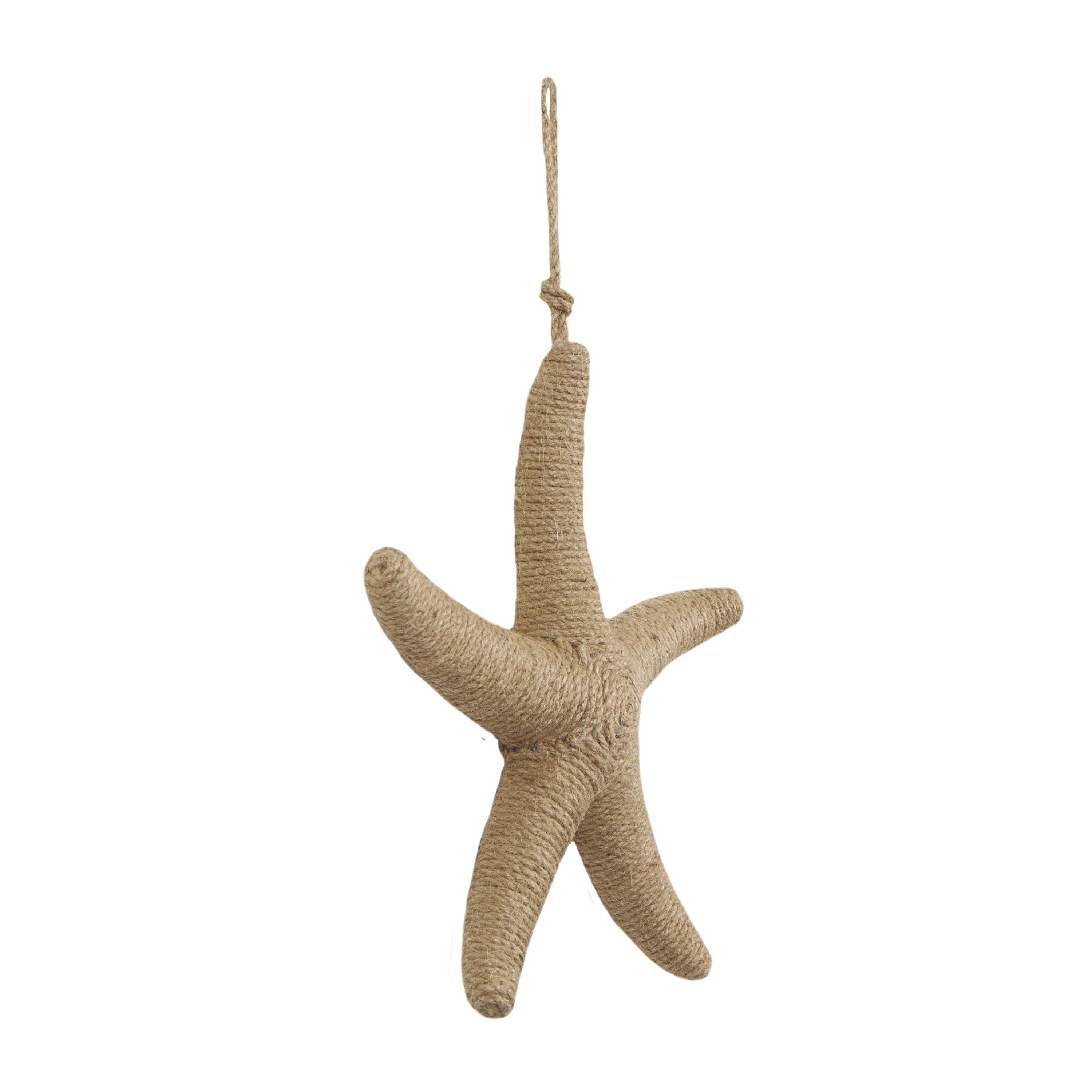 DecMode Light Brown Jute Handmade Wrapped Starfish Wall Decor with Hanging Rope