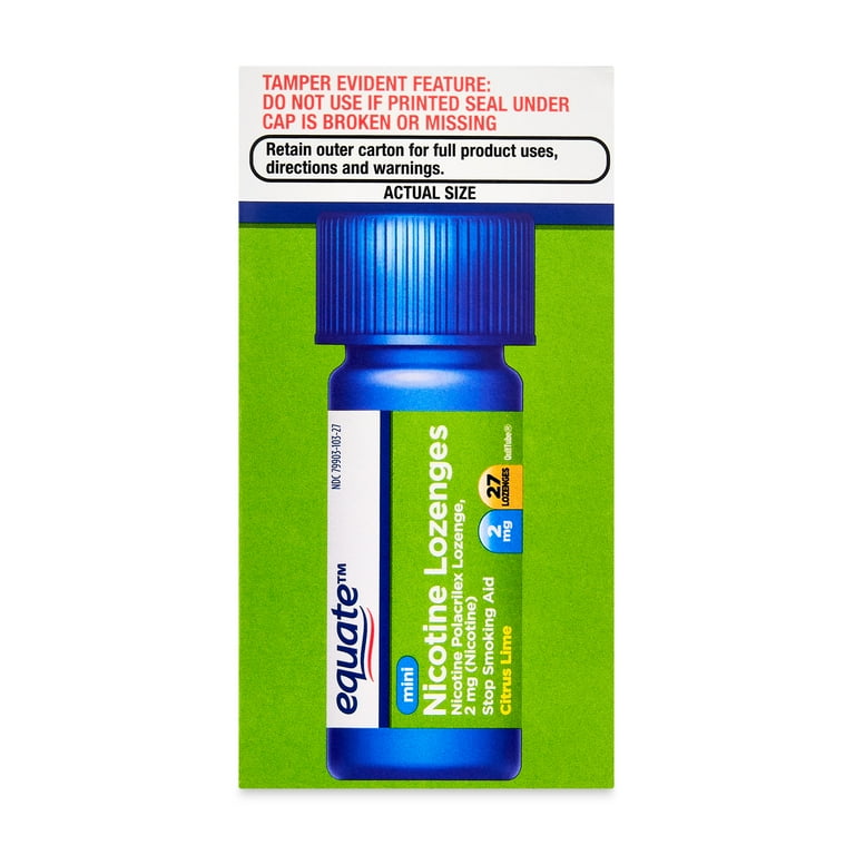 Equate Mini Nicotine Polacrilex Lozenge, 2 mg, Citrus, 27