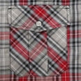 thumbnail image 7 of Coevals Club Mens Pearl Snap Plaid Western Cowboy Button Up Short Sleeve Shirts Red Gray 22 4X-Large, 7 of 7