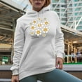 thumbnail image 2 of Smile Always with 90s Retro Flower with Smile Art Merch Gift, White Hooded Sweatshirt or Hoodie, Small, 2 of 5
