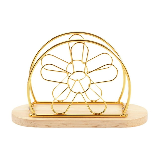 Servilletero de hierro, dispensador de pañuelos, estilo europeo, para uso en exteriores, mesa de picnic, decoración del hogar flor de oro