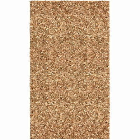 Tan Leather Shag - St. Croix Pelle Leather Shag Tan 5' x 8' Rug