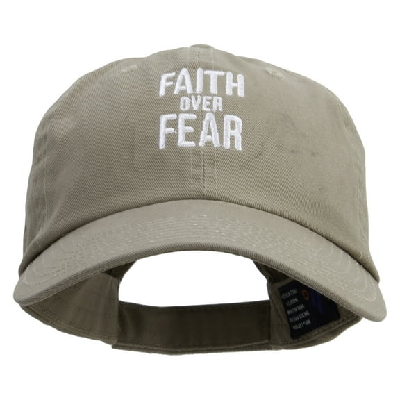 Faith Over Fear Embroidered Low Profile Dyed Cotton Twill Cap - Khaki OSFM
