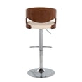 thumbnail image 6 of Pino Mid-Century Modern Adjustable Barstool With Swivel In Walnut And Cream Faux Leather - Set Of 2, 6 of 9