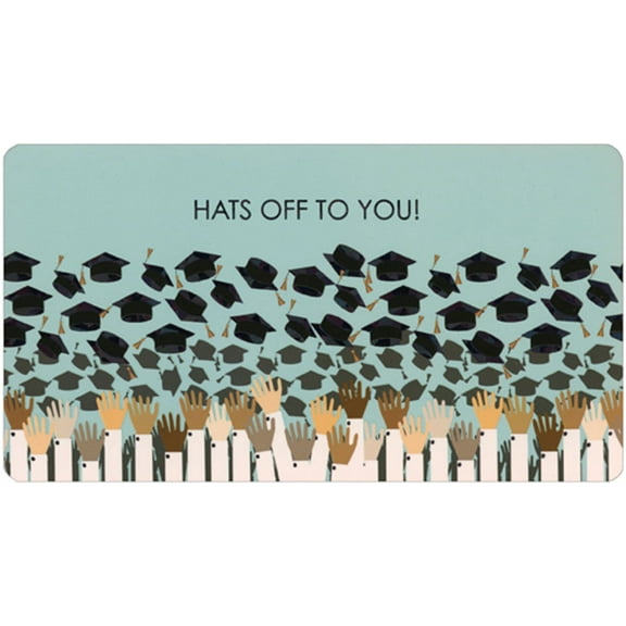 Pictura Hats Off to You White Sleeved Arms Throwing Grad Caps Money Holder Graduation Congratulations Card