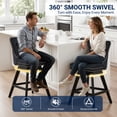 thumbnail image 3 of Swivel Bar Stools Set of 4, 26" Counter Height Bar Stools with Back, Farmhouse Velvet Barstools for 34–38" Kitchen Island, Black (Set of 4), 3 of 10