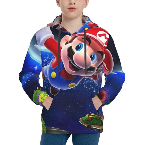 Saiise Unisex Kids Mario Ac Sweatshirt Boys Girls Hooded Kangaroo Pocket Pullover Hoodies-Small