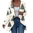 thumbnail image 2 of Roncen Christmas Floral Printed Cardigan Sweaters for Women - Casual Long Sleeve Open Front Lightweight Coat - Loose Fit Knit Sweater for Holiday Season Fashion Outerwear, 2 of 7