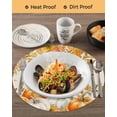 thumbnail image 3 of 13 Inch Round Placemats Set of 4, Orange Fall Non Slip Heat Insulation PP Table Mats, Thanksgiving Pumpkins Weeping Maple Leaf Washable Place Mats for Kitchen Dining Party Table Decor, 3 of 7
