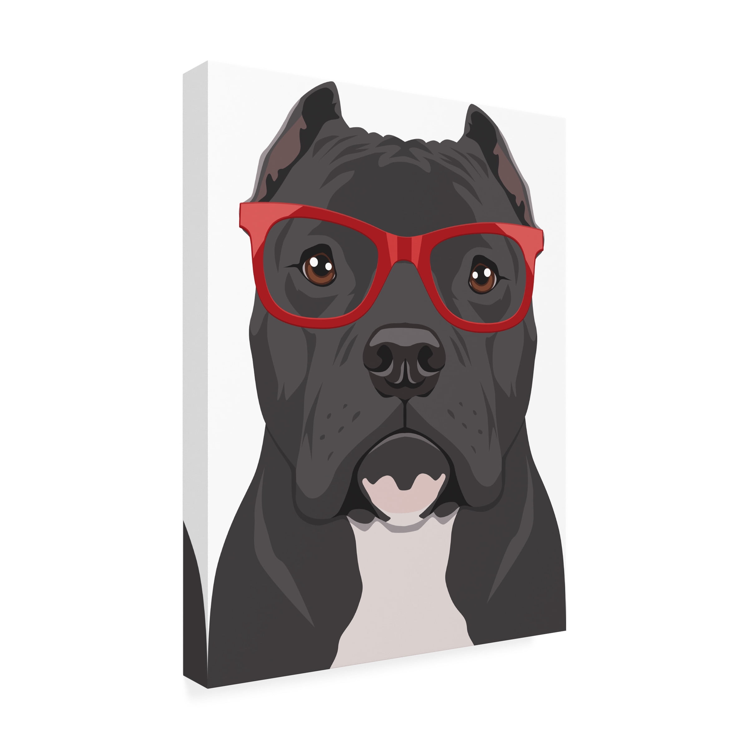 Furbaby Affiliates 'Pitbull Wearing Hipster Glasses 2' Canvas Art