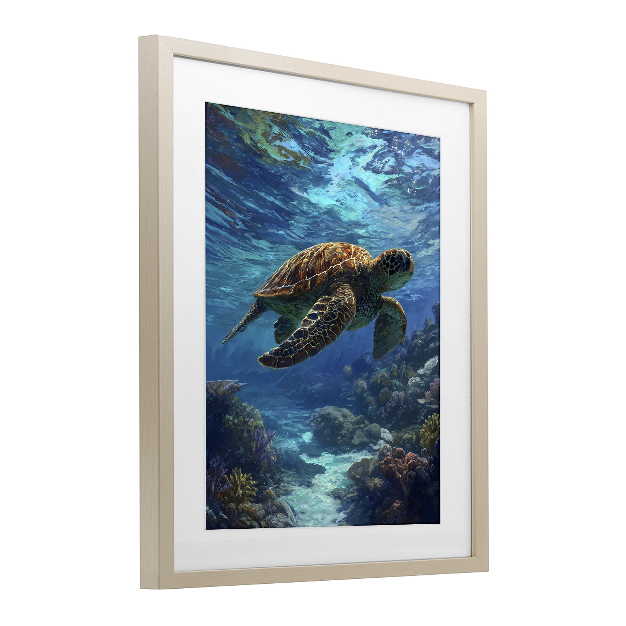 Stupell Industries Oceanic Adventurer Tortoise Birch Framed Print Under Glass, design by Franklyn Gregory