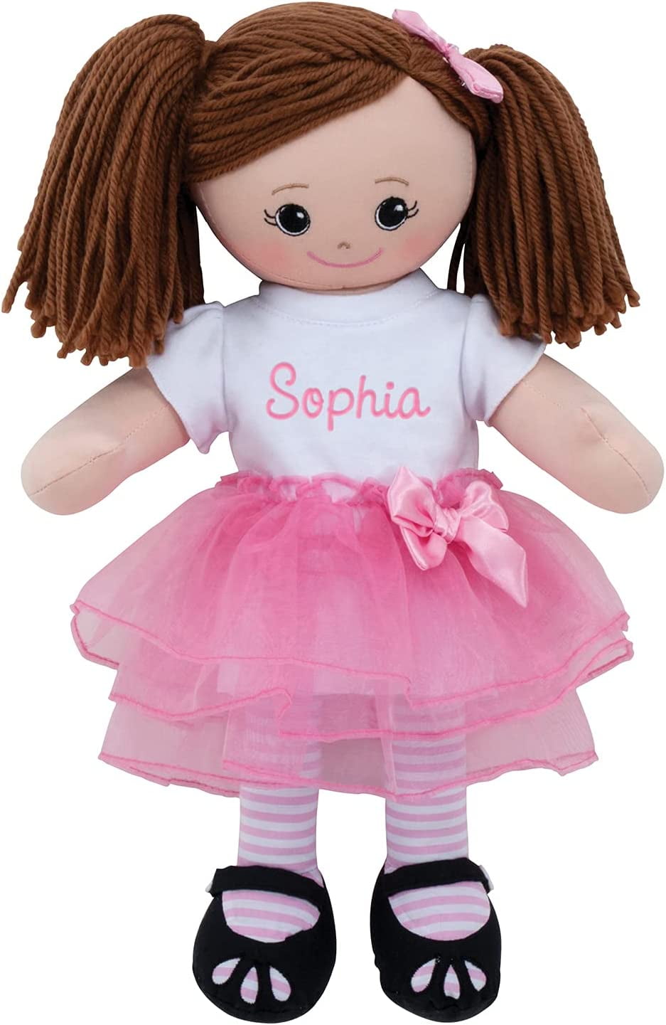 Personalized Girl's Doll With Tutu and Hair Clip