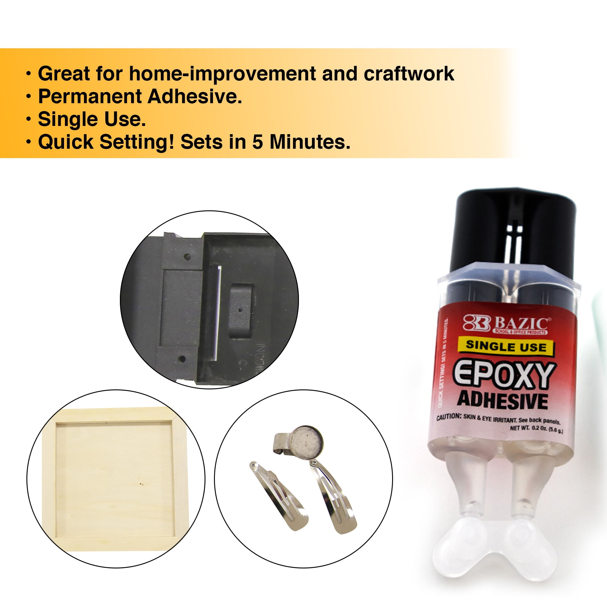 BAZIC Epoxy Glue Syringe Applicator 0.2Oz/5.6g Bond Wood Metal Glass Stone, 24-Pack