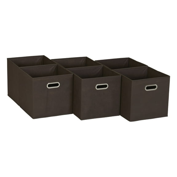 Household Essentials 6 ct Open Fabric Cube Storage Bins, Chocolate Brown