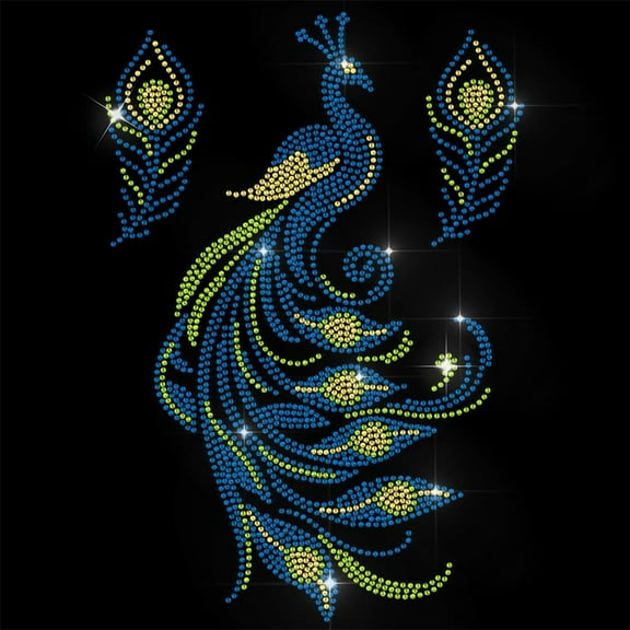 1 Pc Iron on Rhinestone Hotfix Rhinestone Bling Decals Heat Transfer Peacock Rhinestone Decorative for T-Shirts Clothing Tote Bag DIY Art Craft Gifts Peacock Rhinestone