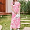 thumbnail image 6 of OGLCCG Girls Summer Maxi Dress Tie Dye Short Sleeve Casual Holiday A Line Flowy Long Dress Loose Boho Beach Dress with Pockets 4-14 Years, 6 of 7