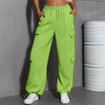 thumbnail image 3 of Women's Fashion Sport Solid Color Casual Sweatpants with Pockets - Long Pants for Everyday Wear and Winter Season,Fluorescent Green,3XL, 3 of 7