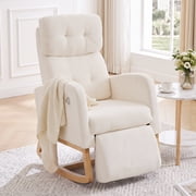 DOLONM Rocking Chair Nursery, Nursing Rocking Chairs with Foot Rest for Mom Nursery, Glider Rocker Chair with Footrest and High Backrest for Living Room, Bedroom, Beige