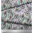 thumbnail image 2 of Soimoi Velvet Fabric Eye,Dot & Peacock Feather Print Fabric by Yard 58 Inch Wide, 2 of 3