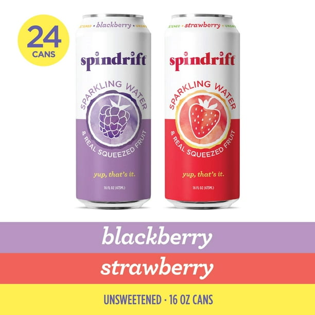 Spindrift Sparkling Water, Variety Pack, Blackberry & Strawberry, Made