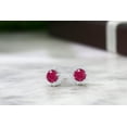 thumbnail image 4 of Gem Stone King 18K White Gold Red Ruby and Diamond Stud Earrings for Women (0.60 Cttw, Gemstone Birthstone, Round 4MM), 4 of 4