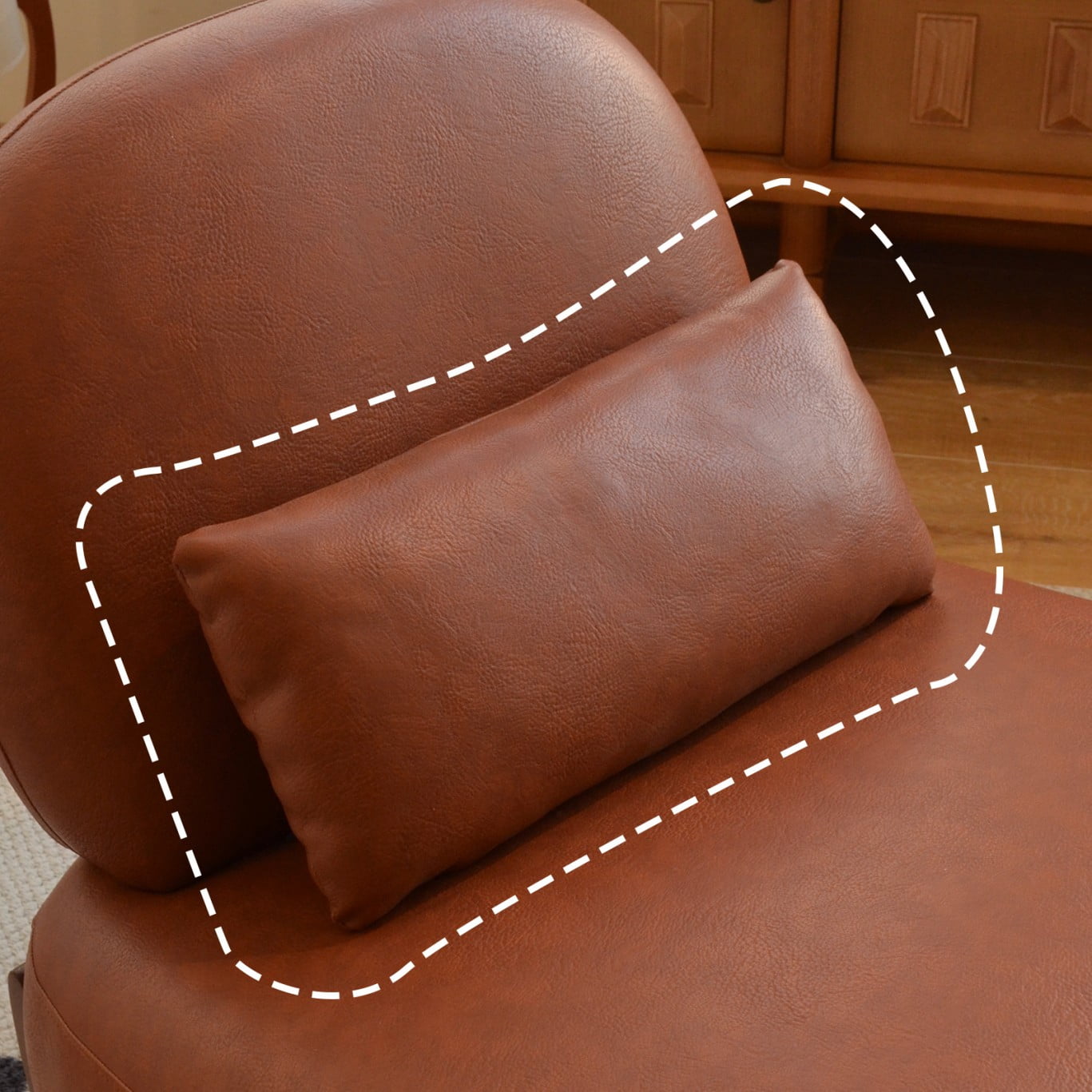 Cute Accent Chair with Solid Wood Legs, Upholstered Armless Reading Chair, Soft Velvet Lounge Chair for Living Room, Bedroom, Apartment, Balcony & Waiting Room, Brown
