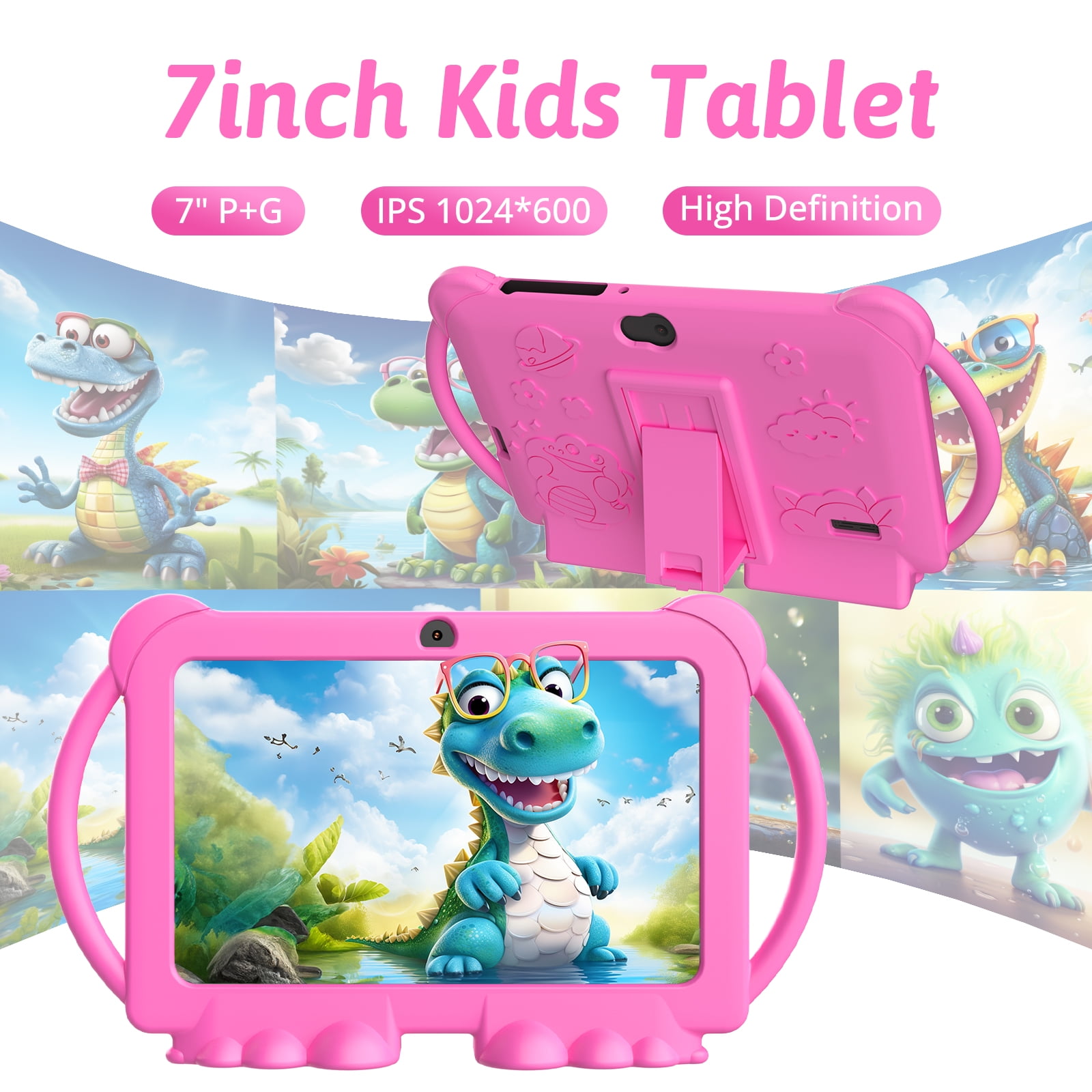 Kids Tablet 7 inch Android 12 Tablet for Kids, 4GB RAM 32GB ROM Quad Core Toddler Tablet with Shockproof Case, Parental Control, WiFi, Bluetooth, 3000mAh Battery, Dual Camera, Educational, Games