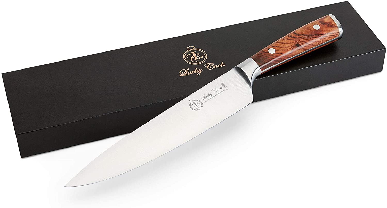8" Professional Chef Knife with Red Wooden Handle