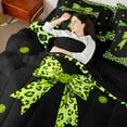 thumbnail image 4 of Castle Fairy Child Teens Adults Cheetah Print Bow Knot Bedding Comforter Set 7-Piece,Old Fashion Leopard Print King Bedding Sets,Black Green Ultra Soft Bed Sheets,Ultra Soft Home Decor,Reversible, 4 of 8