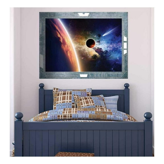 wall26 - Science Fiction ViewPort - Decal - Capturing The Edge of The Earth - Wall Mural, Removable Sticker, Home Decor - 24x32 inches