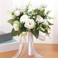 thumbnail image 3 of Boda nupcial sosteniendo de ramo elegantes con flores rosas de seda floral flores artificiales, 3 of 9