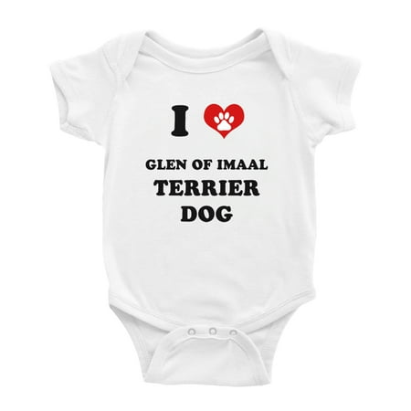 

I Heart Glen of Imaal Terrier Dog Funny Baby Romper (White 3-6 Months)