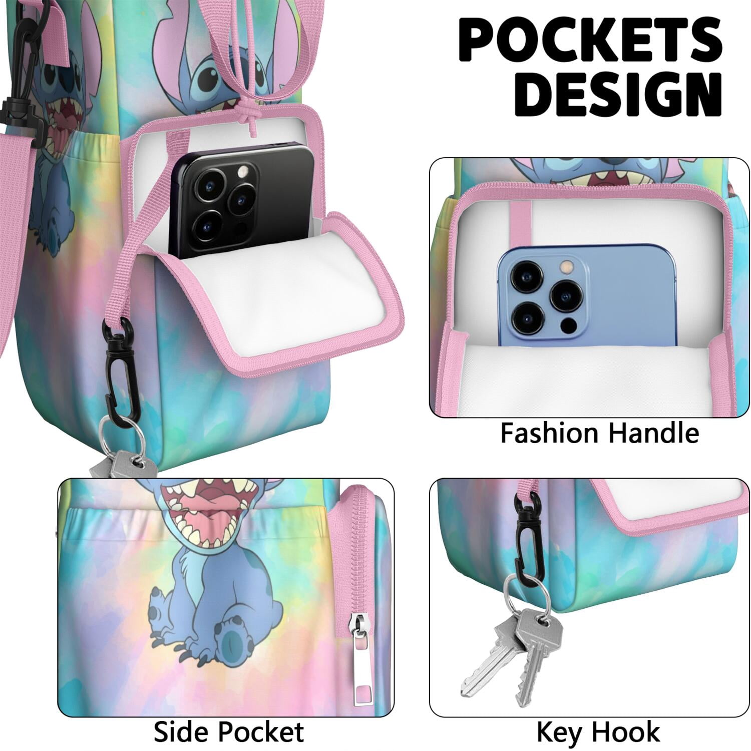 Insulated Cartoon Water Bottle Carrier Bag Sleeve with Strap Crossbody for 20/24/32/40oz Tumbler,Cartoon Movie Water Bottle Holder Sling Bag with Pocket Gifts for Women Men Adults