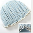 thumbnail image 3 of Waterproof Shower Cap Print Double Layer Elastic Shower Hair Cover Reusable, 3 of 4