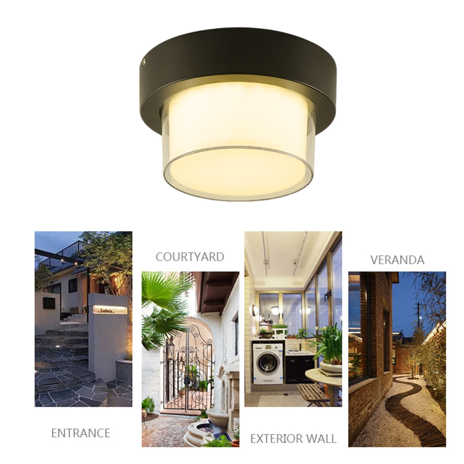 1pcs LED Outdoor Porch Ceiling Light Fixture - Features Frosted Lens, Ideal for Entryway, Patio, and Home Exterior Lighting B