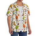 thumbnail image 2 of Uemuo Animals Forest Pattern Cotton Linen Short Sleeve Shirts,Casual Lightweight Button Down Shirts,Vacation Beach Summer Tops-, 2 of 7