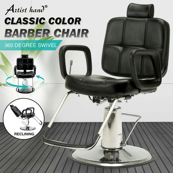 Artist hand Hydraulic Recline Barber Chair Salon Hair Stylist Beauty Equipment（Black）