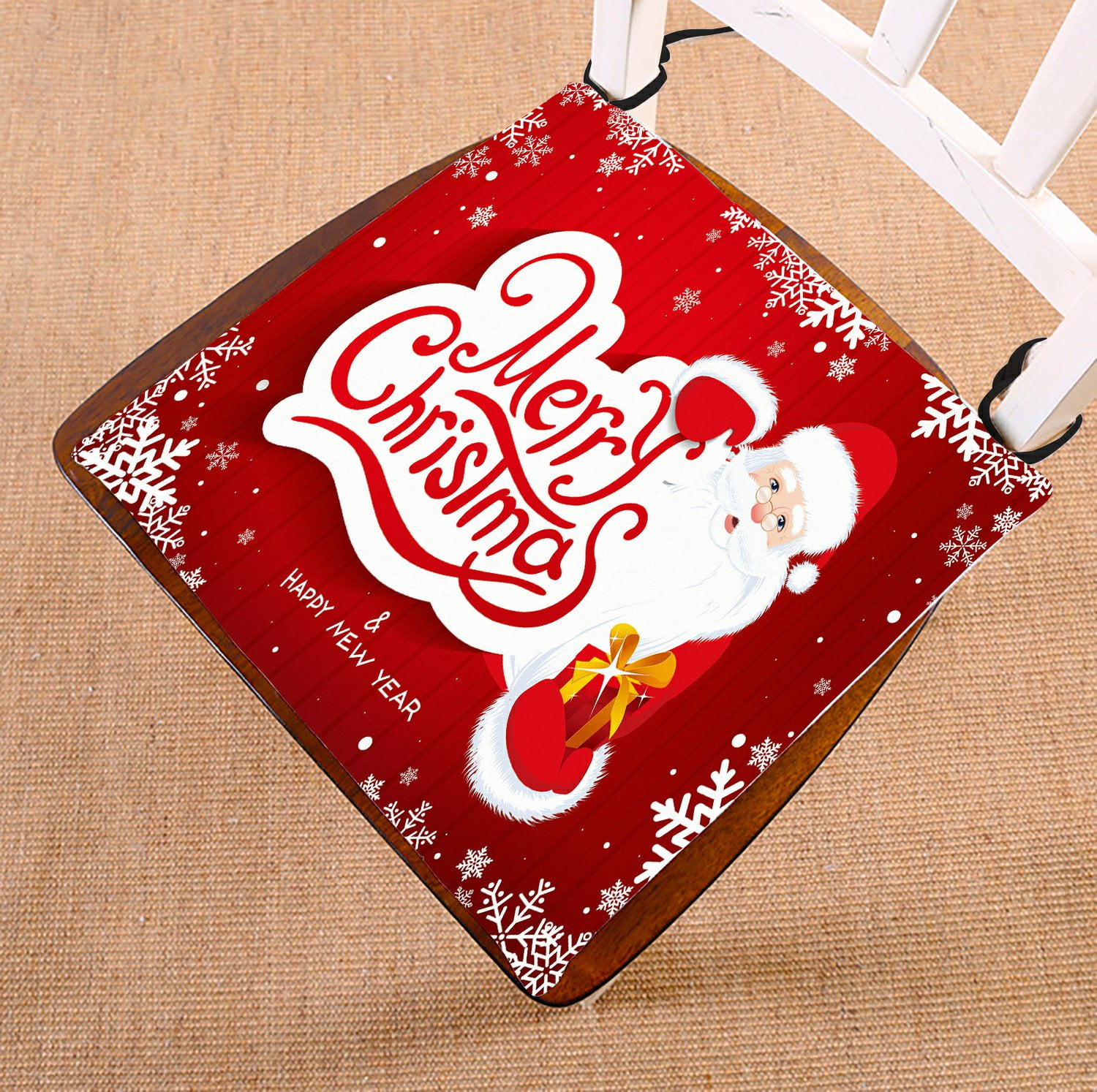 PHFZK Festival Chair Pad, Winter Holiday Merry Christmas Santa Claus