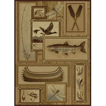 Tayse Nature Area Rug 6602 Lodge Ivory Frames Fishing 2' x 3' Rectangle