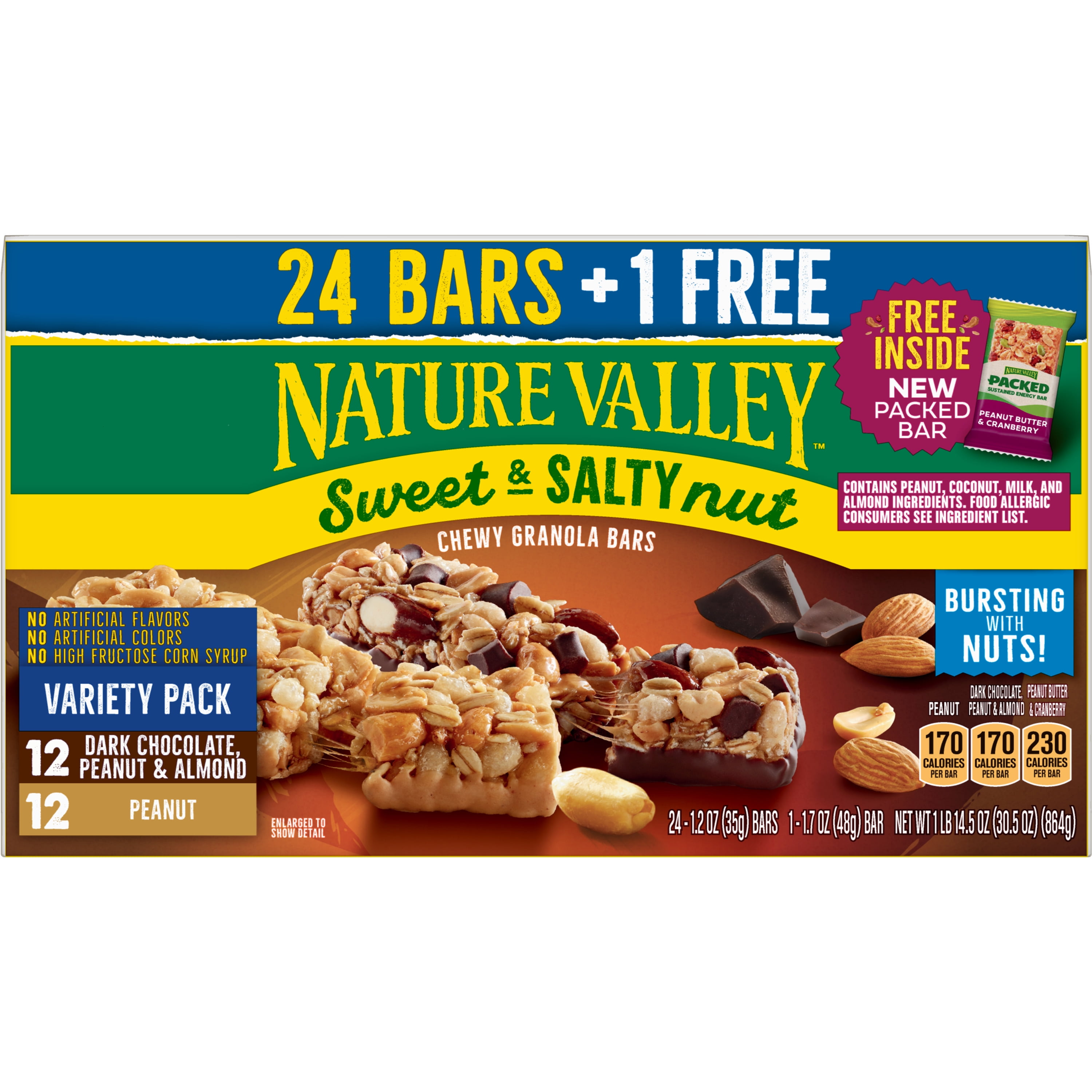 Nature Valley Granola Bars Sweet & Salty Variety Pack, 24 ct + Free Packed Bar