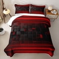 thumbnail image 2 of jejeloiu Modern Geometric Aesthetic Twin Quilt Set,Red Black Plaid Stripes Pattern Twin Coverlet Set For Boy,2 Pieces, 2 of 7