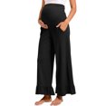 thumbnail image 3 of Solid Color Pregnancy Maternity Women Flared Wide Leg Casual Pants, 3 of 5