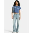 thumbnail image 2 of No Boundaries Embroidered Boxy Cropped Tee, Women's, 2 of 4