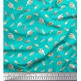 thumbnail image 1 of Soimoi Green Cotton Poplin Fabric Bird & Feather Printed Fabric 1 Yard 56 Inch Wide, 1 of 3
