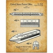 Disney Monorail Patent Print - 11x14 Unframed Patent Print - Great Gift for Disney Fans