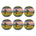 thumbnail image 2 of Bingfone Vintage Horse Sunflowers Leather Drinks Coasters with Set of 6,Suitable for Home Kitchen,Coffee Cup Coasters Home Gift, 2 of 9