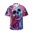 thumbnail image 1 of Balery Neon Skull With Milkshake Camisas hawaianas de manga corta para hombre, camisas playeras de corte holgado, camisas de vacaciones con botones,Medium, 1 of 7